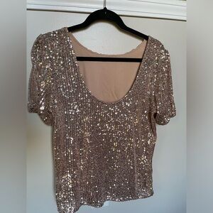 S.C. Society Rose gold sequin sparkly low back top M